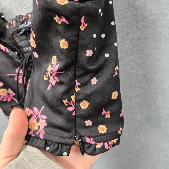 For Love And Lemons Camellia Black Floral Crop Top Size Small - Picture 5 of 7